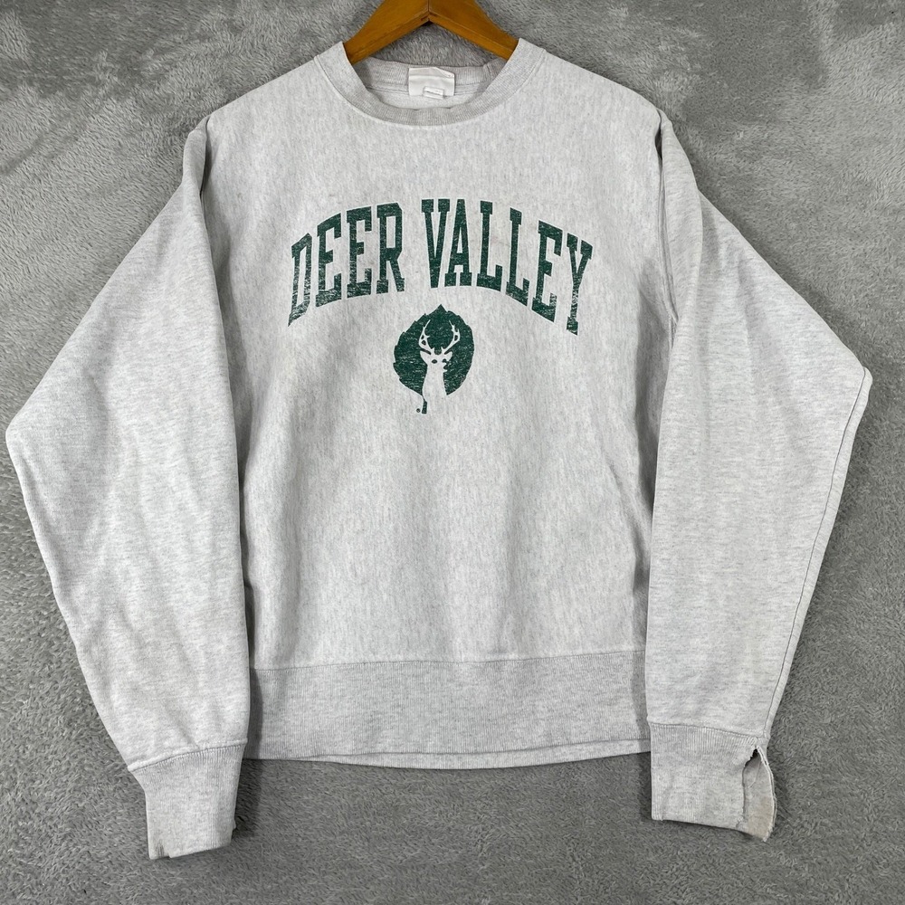 Champion Reverse Weave Deer Valley Sweatshirt Mens‎ Medium Grey Graphic Pullover